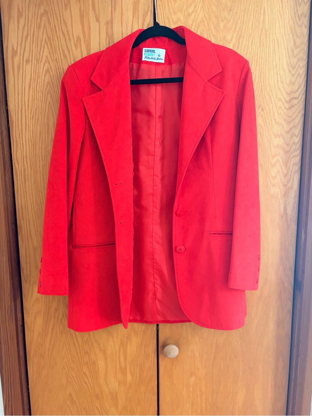 Vintage Red Women's Blazer - Classic Single-Breasted Suit Jacket